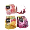 Saco para embalagem de suco com bico, impresso em rotogravura e selado em quatro lados. Saco autoportante para suco com bico.