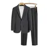 Conjunto de Terno Masculino para Primavera e Outono, Adequado para Banquetes, Casamentos, Casual de Negócios, Corte Slim Fit, com Calça de Terno Fluida, Conjunto de Duas Peças