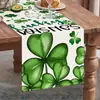 St Popular Temu. Bandeira de Mesa do Patrick Anão Trevo Estampado Material de Linho Toalha de Mesa Decorativa para Feriado de Primavera
