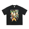 Camiseta Masculina Manga Curta Estampada Personagem de Anime e Quadrinhos Versão Grande Street Algodão Solto Gola Redonda para Homens