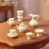 Serie de mini juegos de té retro estilo europeo para micropaísajes, accesorios de decoración DIY para casas de muñecas y pequeños adornos de mesa