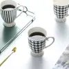 Juego de Taza de Agua de Cerámica Escandinava con Escurridor Sala de Estar Juego de Agua de Bienvenida Hermosa Taza Taza de Té de la Tarde con Rayas de Puntos