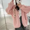 Suéter de Diseño Coreano para Mujer Otoño e Invierno con Flores Tridimensionales, Cuello Redondo, Estilo Suave y Perezoso, Chaqueta Cardigan de Punto Holgado