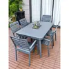 Mesa y Silla de Exterior Mojia para Patio Jardín Silla de Aleación de Aluminio Mesa y Silla de Madera Plástica Impermeable y a Prueba de Humedad para Terraza de Ocio al Aire Libre