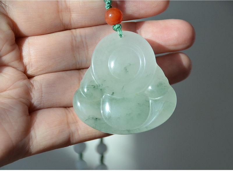 智贝详情图_3新疆天然金丝玉天山翠带翠宝石光细料笑佛吊坠38