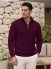 Sudadera casual para hombre de TK transfronteriza, primavera y otoño, jacquard de diamante texturizado, media cremallera, cuello alto, manga larga, con tirador de cremallera de cuero