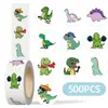 500/Rollo Pegatinas de Rollo de Dinosaurio de Dibujos Animados Juguetes para Niños Recompensa Incentivo Autoadhesivas Impermeables Decorativas Pegatinas de Bricolaje