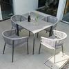 Mesa y Sillas de Exterior Modernas y Sencillas Combinación Patio Jardín Balcón Restaurante Cafetería Mimbre Tejido con Cuerda Mesa y Sillas de Comedor de Ocio