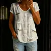 Camisa de Manga Corta con Botones y Estampado de Nuevo Estilo Transfronteriza para Mujer, Elegante y con Estilo para el Trabajo y el Ocio