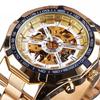 Reloj mecánico automático informal dorado de moda para hombre Forsining 340