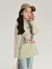 Nova Camiseta de Manga Longa Solta Grande Versão Cardigan Outono 2024 para Meninas Camiseta Infantil de Veludo Dupla Face Mousse Pesado 260g