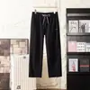 Calça Casual Masculina Lisa Fina de Corte Reto com Bordado de Letras Respirável e Confortável 8835