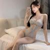 Lingerie Sexy Roxa, Renda Sedutora, Quente e Sedutora, Não Precisa Tirar, Body Modelador de Cintura, Lingerie Transparente