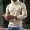 2026 Suéter de Punto Cálido de Invierno Transfronterizo para Hombre Ajustado Estilo Coreano Sencillo Color Sólido Cuello Alto Jersey Ropa para Hombre