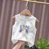 Chaleco de Algodón Puro para Niños y Niñas, Nuevo Camiseta sin Mangas de Verano Tie-Dye Versátil Elegante con Estampado de Dibujos Animados