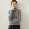 25 nuevos suéteres de cachemira de cuello alto para mujer, con cuello alto, corte holgado, material grueso, color liso simple y diseño de punto pullover