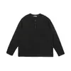 Camiseta Retrô Simples Nanxia Estilo Japonês com Gola Henley Texturizada de Manga Longa para Homens, Blusa de Tricô Relaxada para Outono