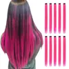 Perucas e Extensões de Cabelo para Mulheres, Venda Quente Transfronteiriça, Comércio Exterior, Conjunto de Cinco Peças, Estilo Cosplay Orelha Colorida, Peça Única de Cabelo Longo Reto Realista 58cm