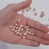 Perlas de Agua Dulce Nuevas de Forma de Arroz Rosa-Naranja Natural, Cuentas Sueltas con Fuerte Brillo y Agujeros, Accesorios para Manualidades con Cuentas Hechos a Mano al por Mayor