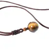 Collar Colgante de Piedra Ojo de Tigre Rojo y Amarillo Natural, Colgante Amuleto de la Suerte con Perla de Ojo Arcoíris de Obsidiana y Perla de Ágata Roja