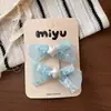 Presilha de Cabelo de Rede com Laço Doce Infantil Versátil Estilo Coreano Presilha Fofa para Menininhas Alta Elasticidade Elástico de Cabelo para Meninas