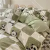 Juego de Cuatro Piezas Estilo Dibujos Animados Fresco y Sencillo de Algodón Puro Estampado 13372 Alta Densidad Alta Cuenta de Hilos Versión A Juego de Tres Piezas para Dormitorio de Estudiantes