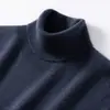 Suéter de cachemira para hombre con cuello alto, engrosado, color liso, versátil, nueva camiseta de punto de cachemira transfronteriza para hombres de mediana edad