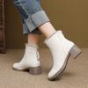 Botines Chelsea Estilo Francés para Mujer con Forro de Felpa para Calidez, Tacón Grueso, Botines Cortos Estilo Británico, Botas Martin de Caña Baja, que Aumentan la Altura para Invierno