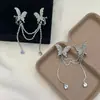 Super Fada Diamante Borboleta Franja Clipe de Osso da Orelha Agulha de Orelha Brincos de Peça Única Doce Elegante Moderno Brincos Elegantes Novo Estilo