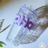 Taza de vidrio de doble pajilla con patrón de martillo de aspecto elegante, taza de café, taza para bebidas frías, taza para jugo, taza con pajilla, taza para leche, taza de agua