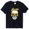 Camiseta de manga corta con estampado de calaveras 2023 para mujer, holgada, talla grande, manga corta, cuello redondo