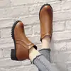 Comercio exterior Amazon botas cortas de cuero, botas de tacón bajo con hebilla de cinturón retro, elegantes botas Martin de suela plana transfronterizas europeas y americanas para mujer