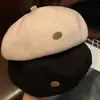Boina Versátil Estilo Coreano para Mulheres, Outono e Inverno Estilo Literário Japonês, Boina que Afina o Rosto, Chapéu Newsboy Artista para Cabeça Grande