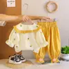 Conjunto de Primavera para Niña 2026 Nuevo Elegante Moda Infantil Camisa de Manga Larga Conjunto de Dos Piezas Ropa para Niña Pequeña Venta al por Mayor