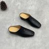 2025 Nuevos Zapatos de Tacón Alto Baotou de Verano Retro Hechos a Mano de Cuero Genuino Transpirables Medio Arrastre Punta Cuadrada Piel Suave Zapatos de Mujer