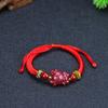 Pulsera de Cuerda Hecha a Mano de Cinabrio Natural, Doce Signos del Zodíaco, Pulsera de Año de Nacimiento, Año del Tigre, Amuleto para Hombres, Mujeres, Niños y Bebés