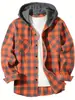 Camisa con Capucha a Cuadros Rojos y Negros de Nuevo Estilo Transfronterizo Primavera y Otoño 2026 para Hombre, Camisa Exterior Casual de Moda Holgada