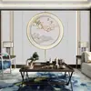 Nuevo Estilo Chino Fondo de Pared Circular para Sofá Papel Tapiz Lujo Accesible Zen Revestimiento de Pared Salón de Té 8D Salón de Belleza Mural Papel Tapiz Decorativo
