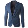 Moda masculina casual trespassado pequeno terno jovem fino cor sólida terno não passável