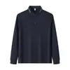 Contiene Camisa Polo de Manga Larga de Lana de Oveja para Hombre 240g Top Cálido Casual Otoño Nuevo Polo Antiarrugas Personalización