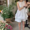 Roupas Femininas de Dongdaemun, Coreia do Sul: Vestido Juvenil Liso Doce de Alta Qualidade Sem Mangas