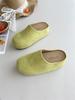 GEGELV 2025 Primavera Nuevo Exterior de Piel de Vaca Esmerilada Suela Suave Chanclas sin Cierre a Media Pierna para Mujer