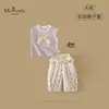 Xiafan Verano Nuevo Estilo Conjunto Infantil y para Niños Pequeños Clase A Conjunto de Dos Piezas Camiseta de Dibujos Animados Pantalones de Lunares de 9 Puntos para Niñas Bebé