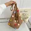 Comercio Exterior Transfronterizo Flores Tejidas a Mano Estilo Coreano Estilo Perezoso 2026 Tejido de Paja Moderno Cotidiano Bolso de Hombro Único Bolso de Punto