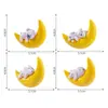 Llavero de plástico con forma de luna durmiendo, cachorro, conejo, oso, gatito, animal, micropaisaje, artesanías, adornos.