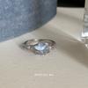 Suzyacc KR Anillo de Luna y Estrella Azul Glaciar Diseño de Nicho Anillo Premium para Dedo Anillo Ajustable para Mujeres
