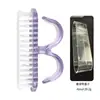 Herramientas de Manicura Portátil Mini Cepillo de Cuerno Manicura Multifuncional Transparente Limpieza Uña Plástico Cepillo para Polvo con Tapa