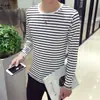 Camiseta de Manga Larga para Hombre Pinduoduo Dropshipping Rayas Estilo Hong Kong Casual Estudiante