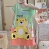 Pijama de verano para mujer de talla grande, diseño de dibujos animados lindo, para damas de talla grande, vestido camisón de seda de leche para el hogar, venta al por mayor
