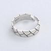 Anillo Geométrico Vintage de Plata de Ley S925, Anillo Exagerado Personalizado de Comercio Exterior, Anillo de Dedo Índice de Plata Tailandesa Moderno y Elegante U364